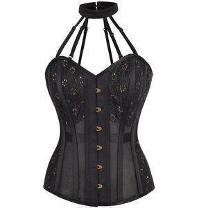 NWT Black Mesh Overbust Lingerie Corset